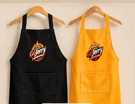 GoJerry aprons in black and yellow canvas