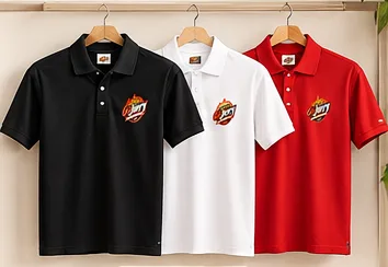 GoJerry polo shirts in black, white and red