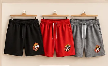 GoJerry shorts in black, red and grey