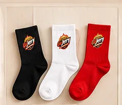 GoJerry crew socks in black, white and red