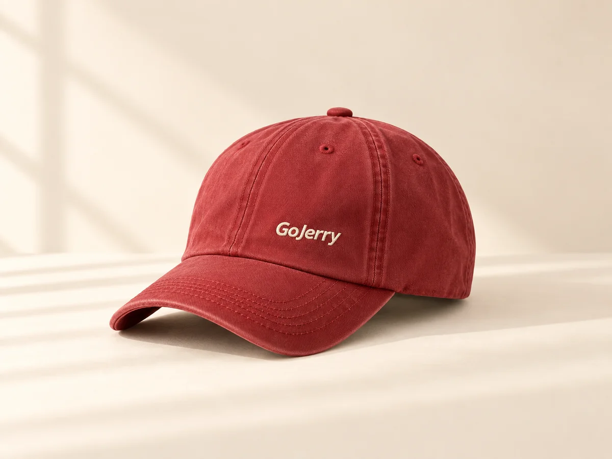 Red GoJerry dad cap with an embroidered front
