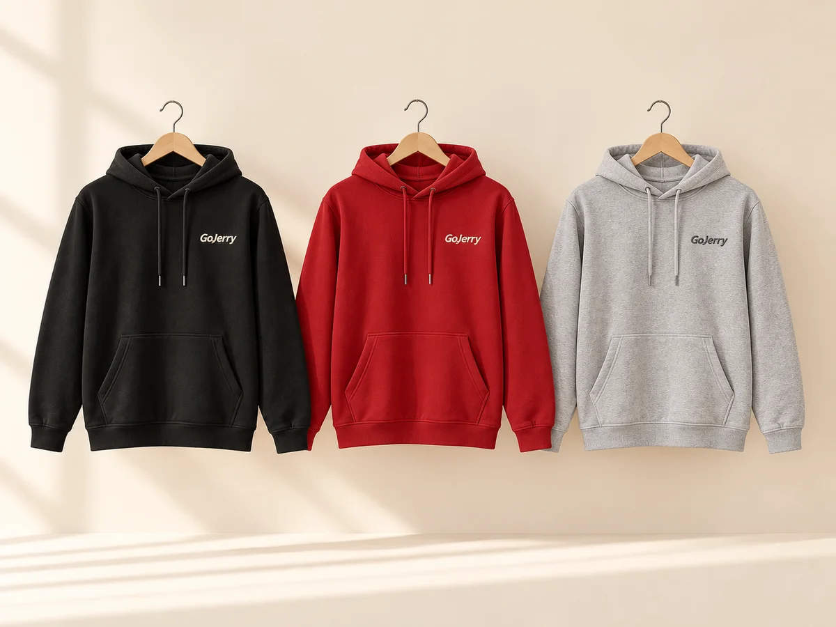 GoJerry hoodies in black, red and grey